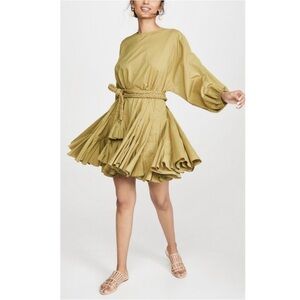 Rhode Ella Cotton Mini Dress Olive Khaki Green Size XS